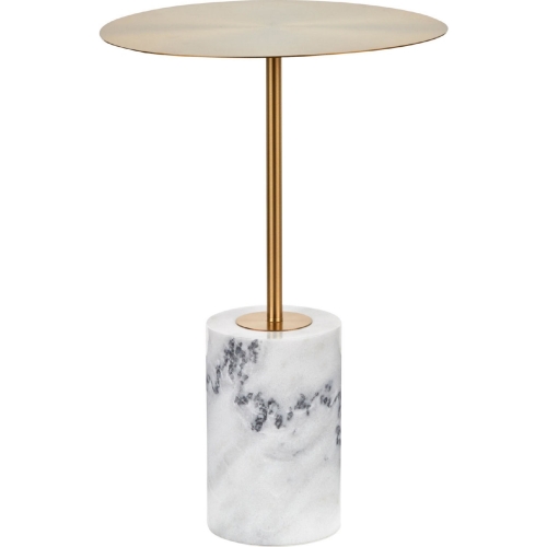 Symbol Side Table in White Marble & Gold Metal